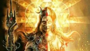 Ardhanarishvara idol representing the union of shiva and parvati