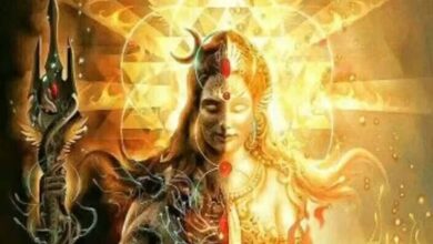 Ardhanarishvara idol representing the union of shiva and parvati